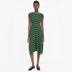 Missoni Green Wave-Print Short-Sleeve Midi Dress